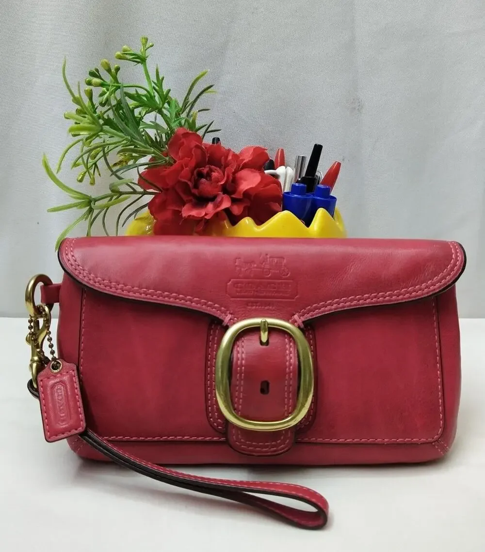 Coach Bleecker Red Leather Buckle Wristlet - Wallet